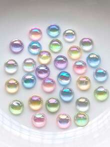 200pcs 8mm Transparent Semi Circle AB Acrylic Flat Bottom Rhinestone Nail Art Clip DIY Craft Decorative Accessories - Color - View 11
