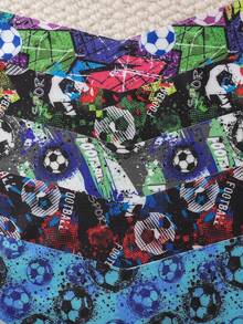 Set de 5 piezas | Tanga para mujer con estampado total de bloques de color estilo graffiti de fútbol callejero, corte ajustado sin costuras, tela suave como nube, lisa y ajustado, borde con dobladillo sin enrollar, esencial para el outfit diario de chica con estilo personalizado - Multicolor - Ver 6