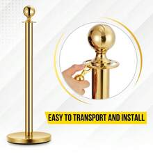 Techigher Gold Stanchion Post Queue Barrier, Red Carpet Ropes And Poles Set With  Ropes, Stainless Steel Crowd Control Barrier For Wedding, Hotel, Cinema, Exhibition - Multicolor - View 5