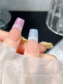 50Pcs New 3-Flower Macaron Pearl Daisy French Dress Hem Nail Art Decorations Nail Charms - Multicolor - View 3