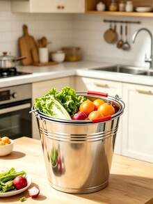 Stainless Steel Outdoor Water Bucket With Multiple Specifications Available. Thickened And Durable, It Features A Heat-Resistant Red Handle For Easy Carrying. Waterproof And Rustproof, It Meets Various Needs For Camping, Household Use And More. - View 1