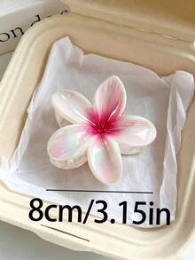 3件/1件 女款 8cm/3.15in 紅色花蕊透明粉色花朵造型仙女可愛大號輕量塑料髮夾，時尚百搭高端優雅極簡純色髮飾，適合日常穿搭、休閒、派對、通勤、度假、馬尾、盤髮、洗臉、沐浴、化妝、造型搭配、髮飾 - 彩色 - 查看 2