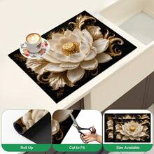 1pc 3D Floral Pattern Diatomaceous Earth Absorbent Mat, Non-Slip Heat-Resistant Water-Absorbing Mat, Suitable For Kitchen Countertop, Coffee Machine, Tableware, Home, Cafe, Bar, Party Decoration Placemat Gift - Multicolor - View 8