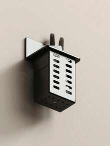 3pcs/2pcs/1pc Wall-Mounted Storage Rack, No-Drill Wall-Mounted, Bathroom Cosmetic Storage Rack, Comb And Makeup Brush Storage Rack, Can Store Toothbrush, Toothpaste, Comb, Razor, Suitable For Kitchen, Dining Room, Bathroom And Other Places Bathroom Accessories - Black - View 14