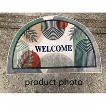 1pc Refreshing Geometric Line Half-Circle Doormat, Small Rug, Welcome Mat, Carpet, Fan-Shaped Rug, Outdoor Doormat, Kitchen Rug, Home Decor, Front Door Mat, Area Small Rug, Outdoor Mat, Home Decor, Area Rug, Garden Rug, Washable Carpet - Multicolor I - View 4