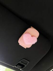 PU Glasses Clip For Car Sun Visor, Creative Cute Plush Heart-Shaped Car Glasses Storage Clip, Car Interior Ticket And Card Holder - Love Donation - View 1