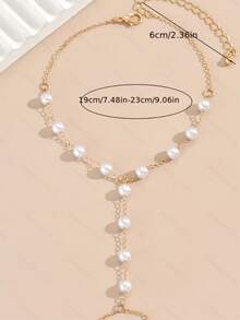 A Stylish And Exquisite Beach-Style Faux Pearl Anklet - Gold - View 5