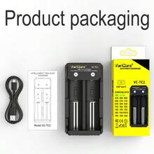 شاحن بطارية VariCore، يدعم 2A، مدخل USB Type-C عالمي، مناسب لشحن بطاريات NiMH AA AAA 1.2V و Li-Ion 18650 26650 21700 3.7V، إكسسوار إلكتروني أساسي ومريح للمنزل - الأسود - مشاهدة 8