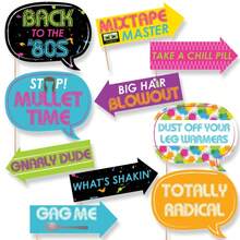 10pcs Paper Happy Polka Dot Funny 80s Retro Photo Props Set - Party Photo Booth Props - View 1
