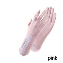 1 Pair Car Accessories Pink/Grey/Beige/Dark Grey Car Gloves, Thin Summer UV Protection Long Riding Universal Fingerless Touchscreen Ice Silk Gloves - A - View 13