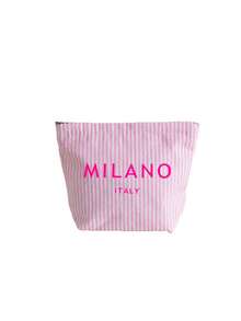 「Milan」字母印花復古條紋帆布托特包,附緞帶,化妝包,女款大容量條紋單肩包,可重複使用購物袋,休閒手提包,文具袋,學生鉛筆盒,內部寬敞輕巧耐用,適用於旅行、工作、上學、海灘、買菜、購物、週末出遊,開口設計方便使用,可水洗托特包,適合女性、媽媽、女孩的完美禮物,畢節紀念品,教師節禮物,節日、開學、生日、開學季、畢業季 - 彩色 - 查看 18