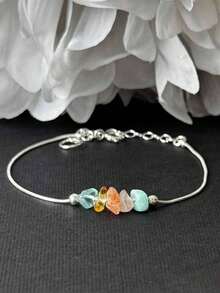 Natural Happiness Multi-Gemstone Crystal Bracelet With Apatite, Citrine, Sunstone, Rose Quartz, Amazonite, Symbolizing Good Fortune And Smoothness. Perfect Daily Gift For Women. [Natural Stone Colors And Shapes May Vary] - Multicolor - View 6