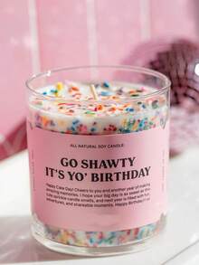 1件裝「It's Your Birthday」香氛蠟燭，附彩色珠飾，大豆蠟，玻璃罐裝，室內使用，適合生日慶祝與特殊場合，生日蠟燭 - 多樣化香型 - 查看 4