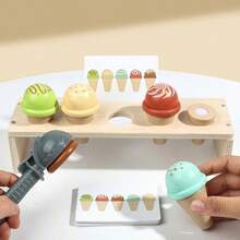 Set Mainan Es Krim Kayu untuk Usia 18 Bulan ke Atas, Mainan Menyortir dan Menumpuk Warna, Mainan Makanan untuk Bermain Peran untuk Anak Laki-laki dan Perempuan, Hadiah Edukatif untuk Mengembangkan Keterampilan Motorik Halus - MultiWarna - View 4