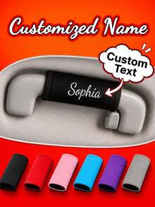 Cubierta de Manija de Puerta de Coche Personalizada con Nombre/Texto/Iniciales/Logo - Ajuste Suave de Felpa Antideslizante, Accesorio de Interior de Automóvil Adornado con Tu Nombre - Multicolor - Ver 4