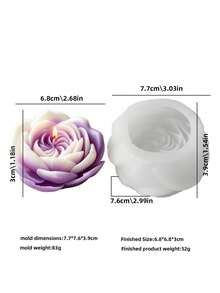 蠟燭模具 - 3D多層花朵矽膠蠟燭模具，牡丹玫瑰香氛蠟燭石膏擴香石DIY模具 - 奧斯玫瑰模具 - 查看 7