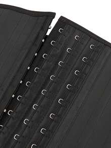 Women's Waist Shaping Waist Cincher Abdominal Control Belt With 3 Rows Of Hooks, Black Corset - Black - View 10