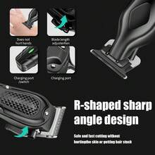 HIENA 男士電動理髮器鬍鬚修剪器 4 件理容套裝/單件鼻毛修剪器 專業理髮器鬍鬚與鬢角修剪器 無線充電 數位顯示 電動刮鬍刀禮品套裝 - 彩色 - 查看 6