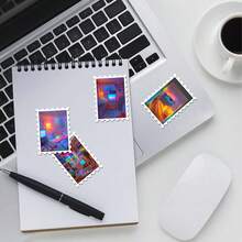 36pcs Holographic Rainbow Glitch Room Stickers Pack | Aesthetic Y2K Vaporwave Retro Bedroom Interior Scene Graphics | Vinyl For Journaling & Scrapbooking - Rectangle - View 8