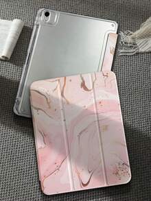 1個大理石紋粉金箔彩繪平板保護殼，透明壓克力背殼，三折式，相容於 IPad 10th/11th/10.2/10.5/Air 4/Air 5/10.9/Pro 11/Air 11-In.(M2)-2024/Pro 11-In.(M4)-2024/ Air 11-Inch (M3) 2025/ (A16) 11 Inch 機型，內建筆槽，高透明壓克力背殼防彎曲防刮防摔，三折可調式支架，磁吸/自動休眠喚醒，簡約/創意/個性化平板保護殼翻蓋，產品不含筆，部分機型配有相機框 - 彩色 - 查看 5