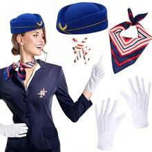 Set de 5 accesorios de azafata, adecuado para combinar con el uniforme de azafata de verano, para fiestas, baile, eventos de azafatas - Multicolor - Ver 13
