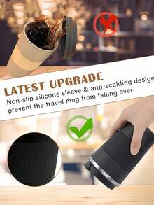 保溫旅行咖啡杯,防潑濺防漏,便攜露營不鏽鋼真空咖啡杯附防漏蓋,多種尺寸與顏色可選,可重複使用,保溫保冷,送給男士女士的完美禮物,理想的車用與戶外配件 - 多款多色 - 查看 8