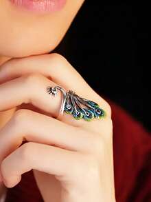 1pc Beautiful Peacock Shaped Ring, Suitable For Women To Wear, Suitable For Wedding, Engagement, Anniversary Party, Valentine's Day Gift - 1# - View 9