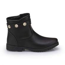 Botinha Infantil Menina Cano Alto Off White Super Macia Lançamento - Preto - Visão 1