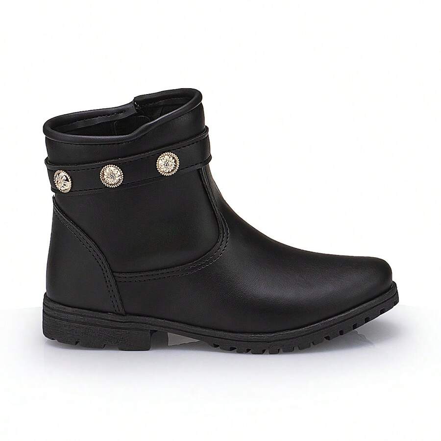 Botinha Infantil Menina Cano Alto Off White Super Macia Lançamento - Preto - Visão 1