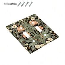 1 Stück William Morris Blumen-Gänseblümchen Vintage Kunst Schalterplatte | Lichtschalter Abdeckung dekoratives Wandpaneel moderne Kunst Achatstein Aquarell Goldlinie geeignet für Badezimmer Zuhause Wohnzimmer Dekoration, 2D flacher Muster kompatibel mit Einzel-/Doppelkippschalter, Steckdose, Dekorationsschalter, rechteckig/rund, batteriefrei, Wanddekoration, kabellos, passt auf Standard-Schalter, Lichtschalter Abdeckung Dekoration, Wanddekoration Badezimmer/Schlafzimmer/Wohnzimmer/Küche universell mit Schraubenzubehör - A - Übersicht 12