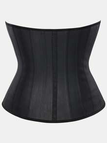 Women's Waist Shaping Waist Cincher Abdominal Control Belt With 3 Rows Of Hooks, Black Corset - Black - View 3