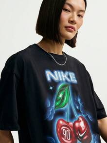 Nike 女款 AS W NSW CLASSIC OS ST6 短袖針織無領T恤 TIR7837-010 - 黑/綠 - 查看 4