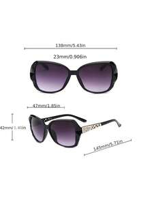 1 par de gafas de moda con montura angular adornada con cristales - Negro - Ver 4