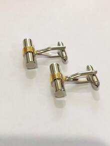 1 Pair Fashionable Elegant Cylindrical Copper Men's Cufflinks - Silver - View 3