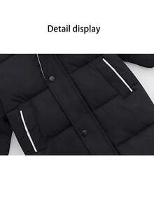 Young Boy Winter Warm Hooded Mid-Length Coat, Suitable For Boys And Girls Of All Ages - Black - View 6
