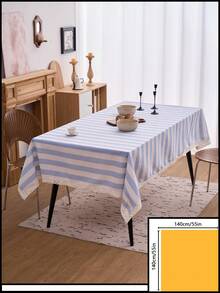 1pc Striped Lace Tablecloth, American Country Style Simple Decorative Dining Table Cloth, Rectangular Coffee Table TV Cabinet Entryway Multi-Functional Cover, Suitable For Holiday Gathering Birthday Party Wedding Dinner Table Decoration Room Decor Office Desk Coffee Table Mat Outdoor Picnic Mat Home Decor Room Decor All Seasons - Blue - View 13