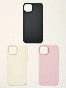 3pcs Solid Color Faux Leather Texture Waterproof Anti-Slip Anti-Fall Phone Cases, Matte Soft TPU Shockproof Protective Covers, Minimalist Aesthetic Dopamine Black / Pink / Cream White Phone Cases, Daily Use & Birthday / Valentine's Day / Mother's Day / Anniversary Gift Choice, Compatible With Iphone Case& Galaxy Case - Multicolor - View 54