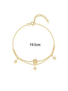 1 pièce Bracelet double couche en argent sterling S925 style doux avec motif étoile pour femmes, design de niche style Ins, polyvalent pour les trajets, élégant haut de gamme, accessoire quotidien délicat et féminin ajustable - étoiles - Voir 6
