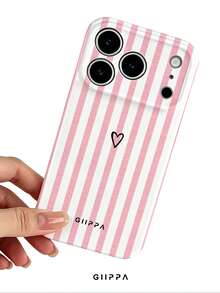 GIIPPA 1 Stück Rosa Vertikale Streifen & Herzmuster Design Handyhülle für Handy 17 Pro Max, kompatibel mit Handy 16 Pro Max, 15 Pro Max, 14 Pro Max, 11/12/13/14/15/16 Pro Max Plus, koreanischer Stil High-End Mode lustiges elegantes Design, Unisex, perfektes Geschenk für Freundin zu Weihnachten, Valentinstag, Ostern, Hochzeitssaison und Geburtstag! - Verschiedenfarbig - Übersicht 5