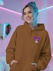 Basic Kangaroo Hoodie, Cold Weather Sweatshirt With Hood, Men's And Women's Streetwear Vibes, Winter Fashion - 鏽棕色 - 查看 3