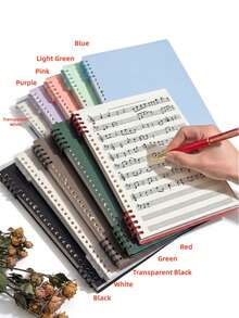 60-Page Sheet Music Folder, B5 Staff Paper Notebook, Loose-Leaf Protective Sleeve, Portable Loose-Leaf Binder, Reusable Staff Paper, 120-Page Double-Sided Practice Book, Suitable For Students, Children, Beginner Musicians And Composers, Perfect For Practice, Composition And Music Theory, Staff Paper Notebook, Pastel Cover, Easy To Flip, Music Gift - Multicolor - View 11