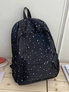 日系極簡星星印花後背包，適合青少年男孩女孩，休閒學生包，學院風輕量設計，開學必備 - 多色 - 查看 12