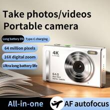 4K Ultra HD Digital Camera, 64MP Photos, 16X Digital Zoom, Anti-Shake Compact Vlogging Camera, Support OTG Connection, 1200mAh Battery, Long Playtime, Multiple Colors Available, Portable Travel Camera For Students & Content Creators - View 7