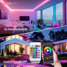 LQHZMYY 3.28ft/6.56ft/9.84ft/13.2ft/16.4ft LED Light, 5V RGB Color Changing LED Neon Light Strip, Bedroom LED Light Strip, 24-Key Bluetooth Remote Control Smart Light With Phone APP Control, Bedroom, Living Room, Home Christmas Party, Room Bedroom Ceiling - Colored Light - View 4