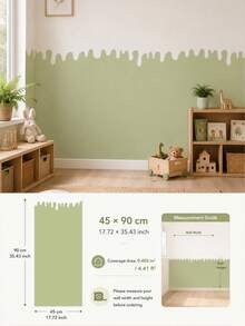 SUPSTICKER 1pc Beige Paint Drip Edge Half Wall Sticker, Waterproof Removable PVC Self-Adhesive Wall Decor, Suitable For Bedroom And Game Room, 11.72*35.43/47.4inch - Multicolor - View 12