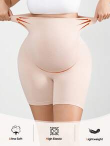 無縫孕婦腹部支撐短褲，夏季塑形內褲防磨損 - 淺粉色 - 查看 3