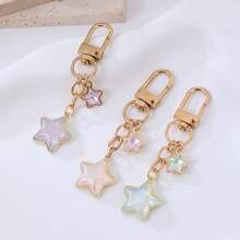 1pc Pentagram Pendant Lovely Colorful Cartoon Keychains Car Keyring Handbag Pendants Love Charm Of Earphone Case Keychain - Multicolor - View 1