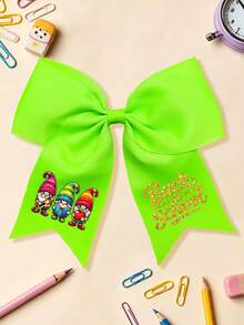 1 pieza Clip para el cabello con lazo grande y estampado de lápiz de dibujos animados de vuelta a la escuela, pasador de cinta preppy, accesorio para el cabello dulce para estudiantes niñas - El hombre del sombrero - Ver 11