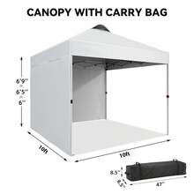 10x10ft Pop Up Canopy Tent With 2 Sidewalls, Waterproof Outdoor Shelter With Vented Roof, Carry Bag & Sandbags - A - View 2