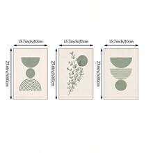 3件組極簡鼠尾草綠牆面藝術，抽象幾何與植物印花畫布油畫，現代中性海報裝飾，適用於臥室、辦公室、客廳、居家空間裝飾，無框 - 多色2 - 查看 10